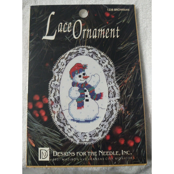 Designs for the Needle Snowman Lace Ornament Counted Cross Stitch Kit - Picture 2 of 4